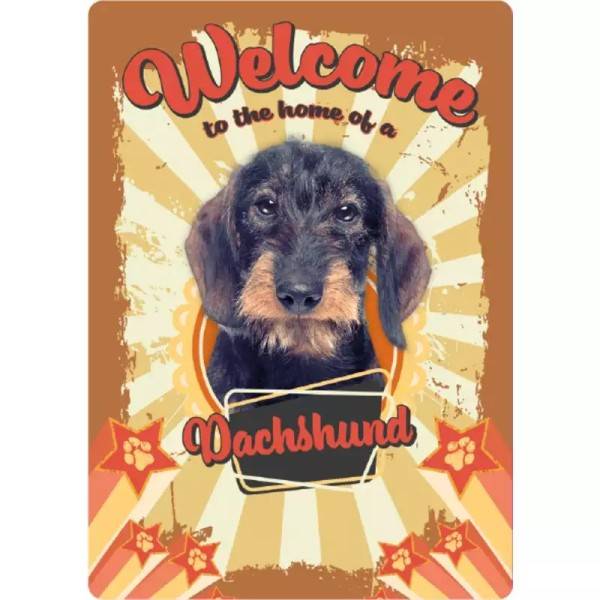 Metallschild "Welcome home Dachshund (v)"